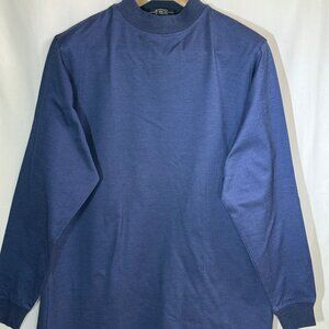 Carnoustie Men's Mock Neck 100% Cotton Long Sleeve Shirt - Indigo Blue - XL